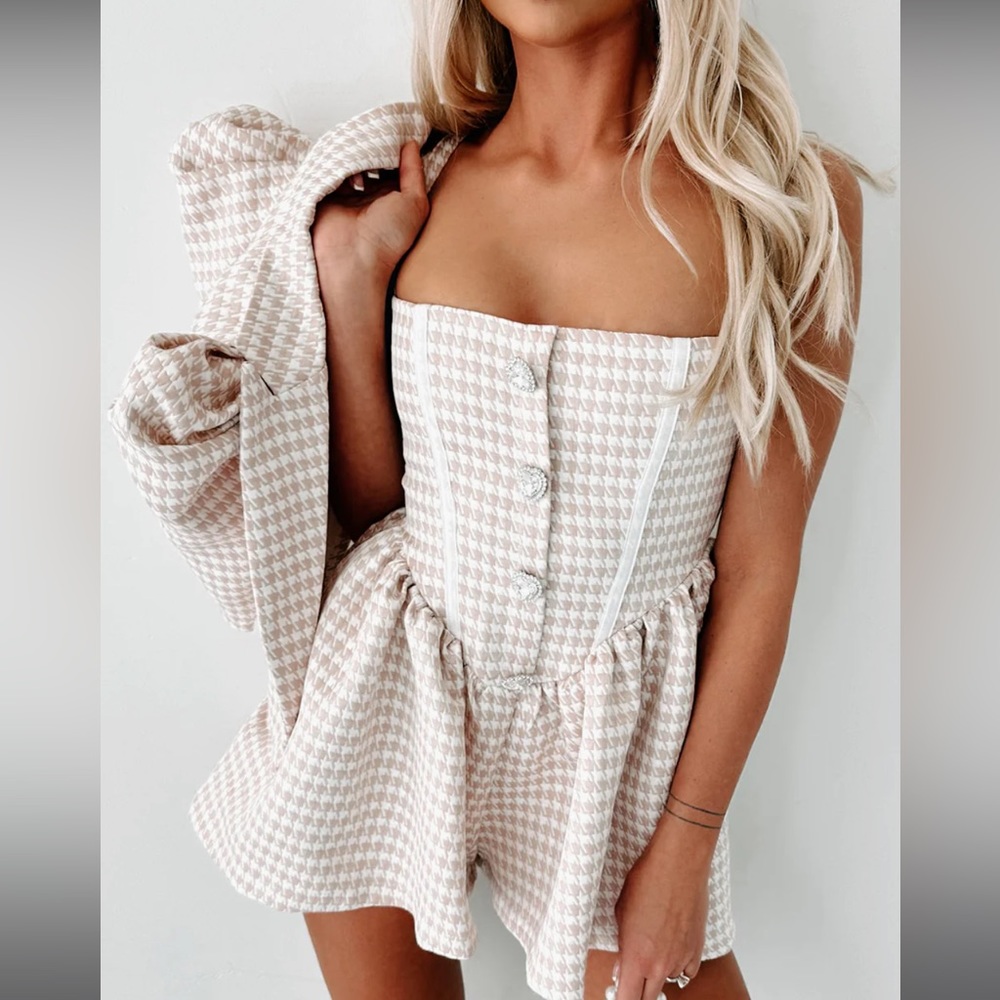 Solving Mysteries Houndstooth Two-Piece Romper Set